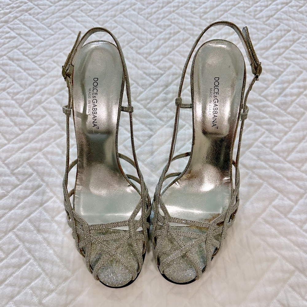 Dolce & Gabbana - silver sling-backs - size 9